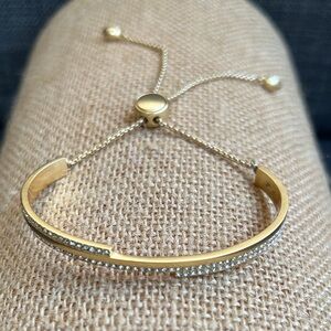 Vince Camuto Pavé Crystal Slider Bracelet Gold Tone Assymetrical Design